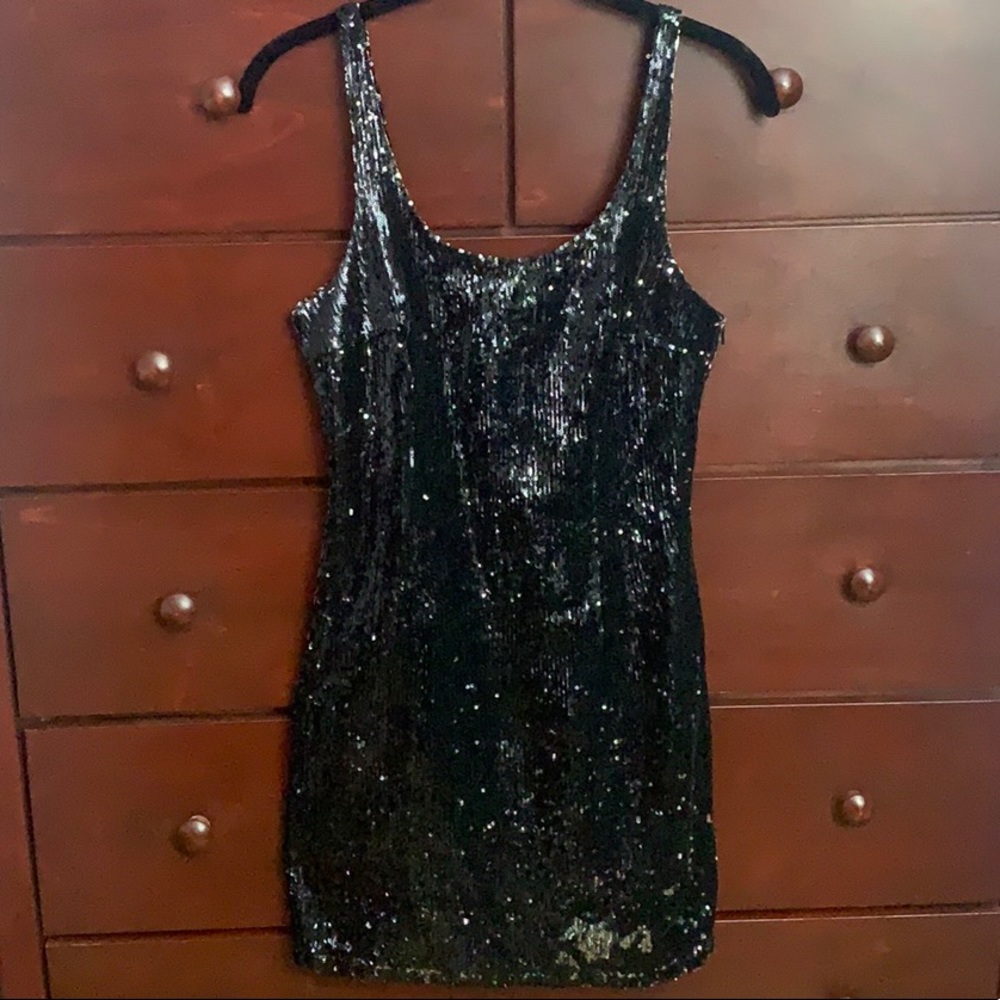 Silence & noise black sequence dress size 0